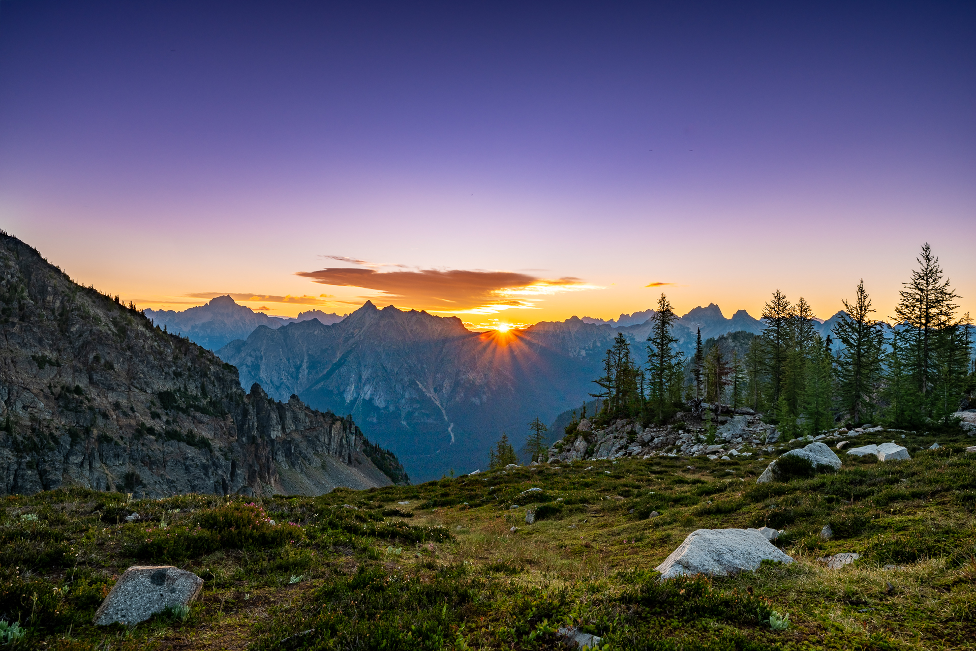 Sunset over mountains